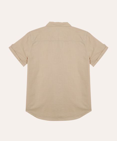 camisa de algodão juvenil manga curta bege