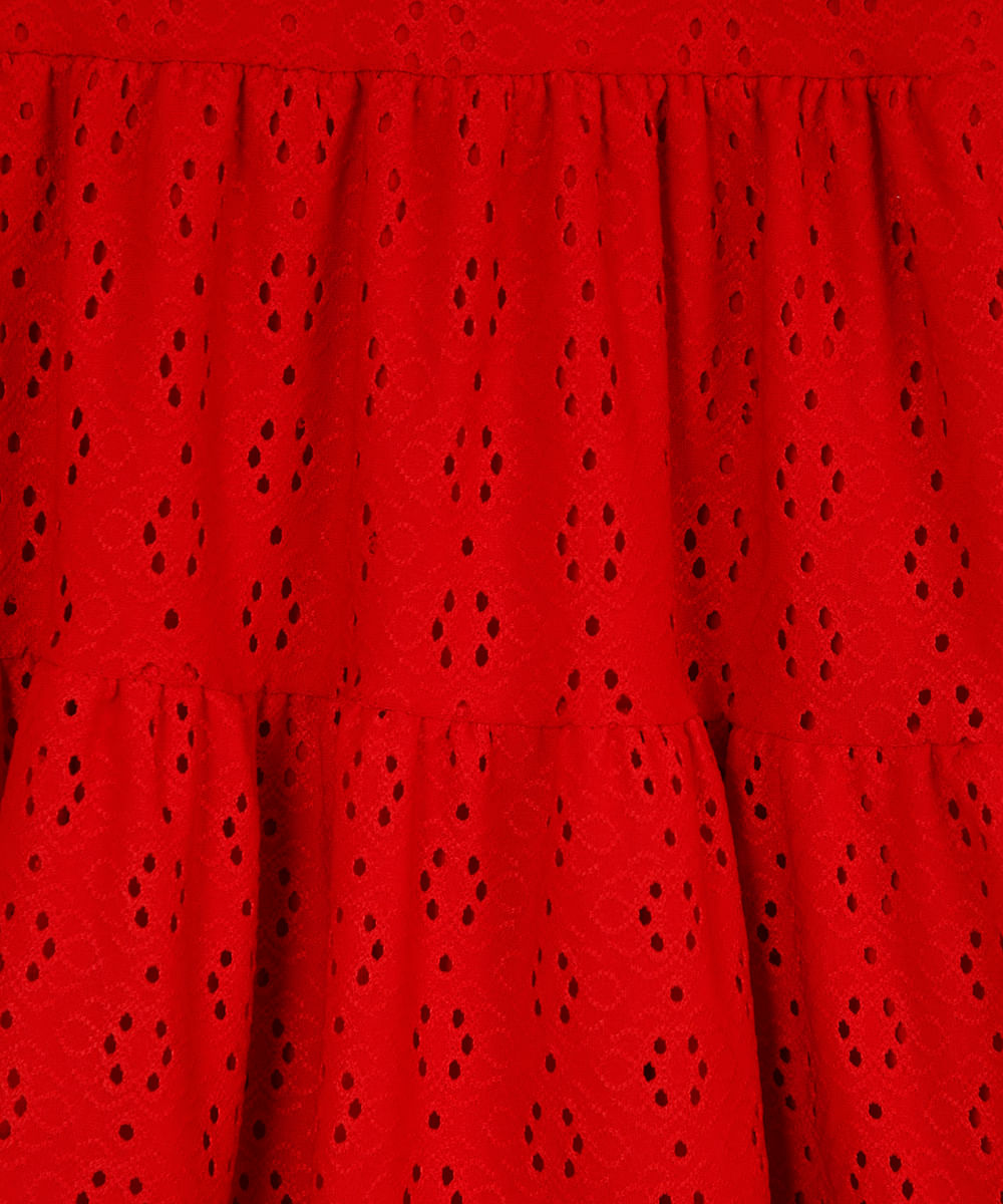 vestido de laise infantil floral vermelho