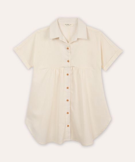 vestido chemise infantil com linho off white