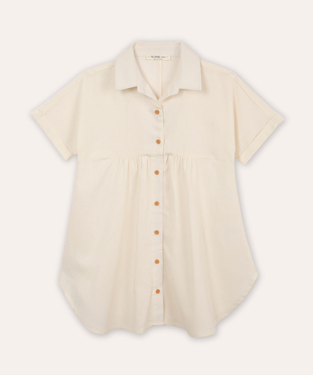 vestido chemise infantil com linho off white