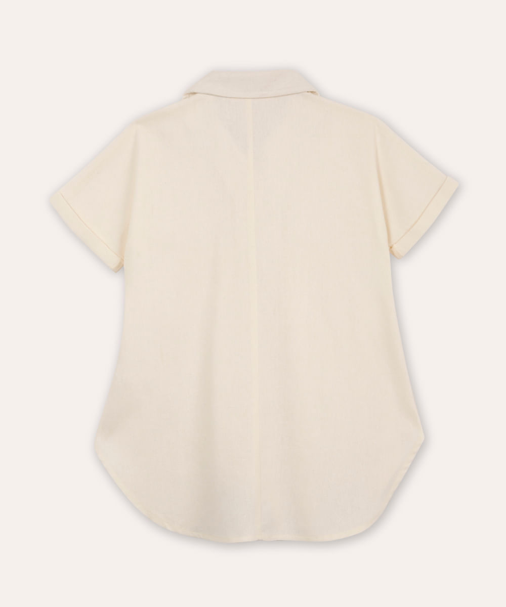 vestido chemise infantil com linho off white