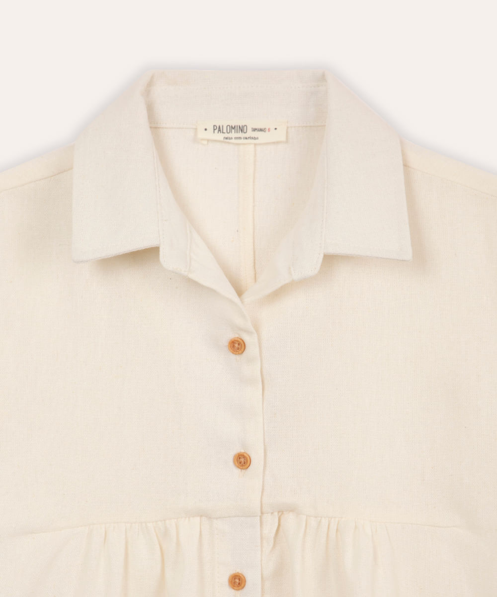 vestido chemise infantil com linho off white