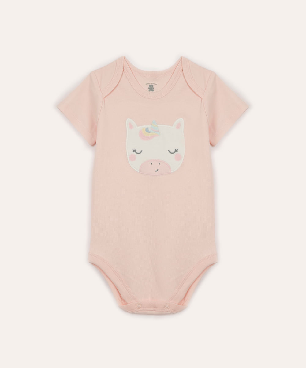 conjunto longo infantil de algodão unicórnio rosa