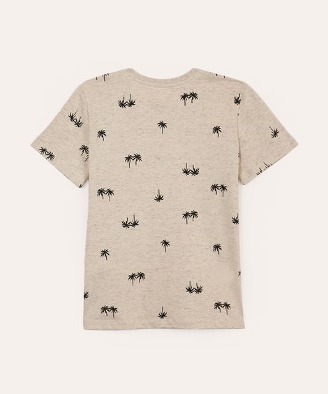 camiseta de algodão infantil coqueiros bege