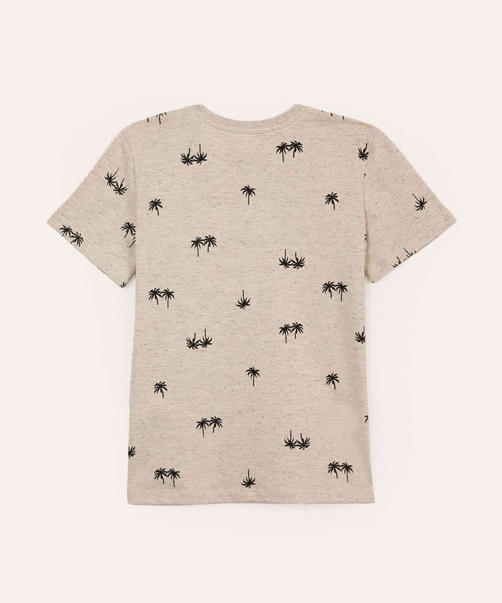 camiseta de algodão infantil coqueiros bege
