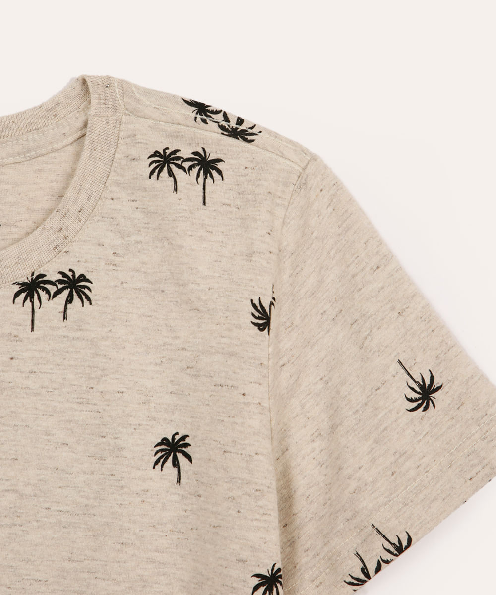 camiseta de algodão infantil coqueiros bege
