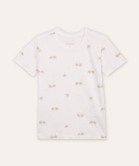 camiseta de algodão infantil coqueiros off white