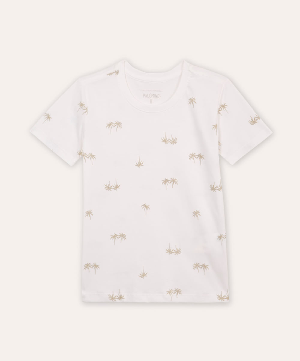 camiseta de algodão infantil coqueiros off white