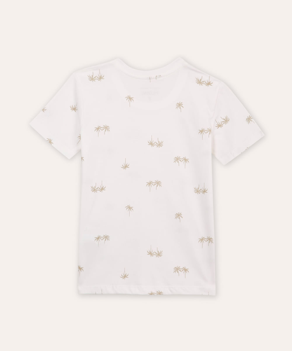 camiseta de algodão infantil coqueiros off white