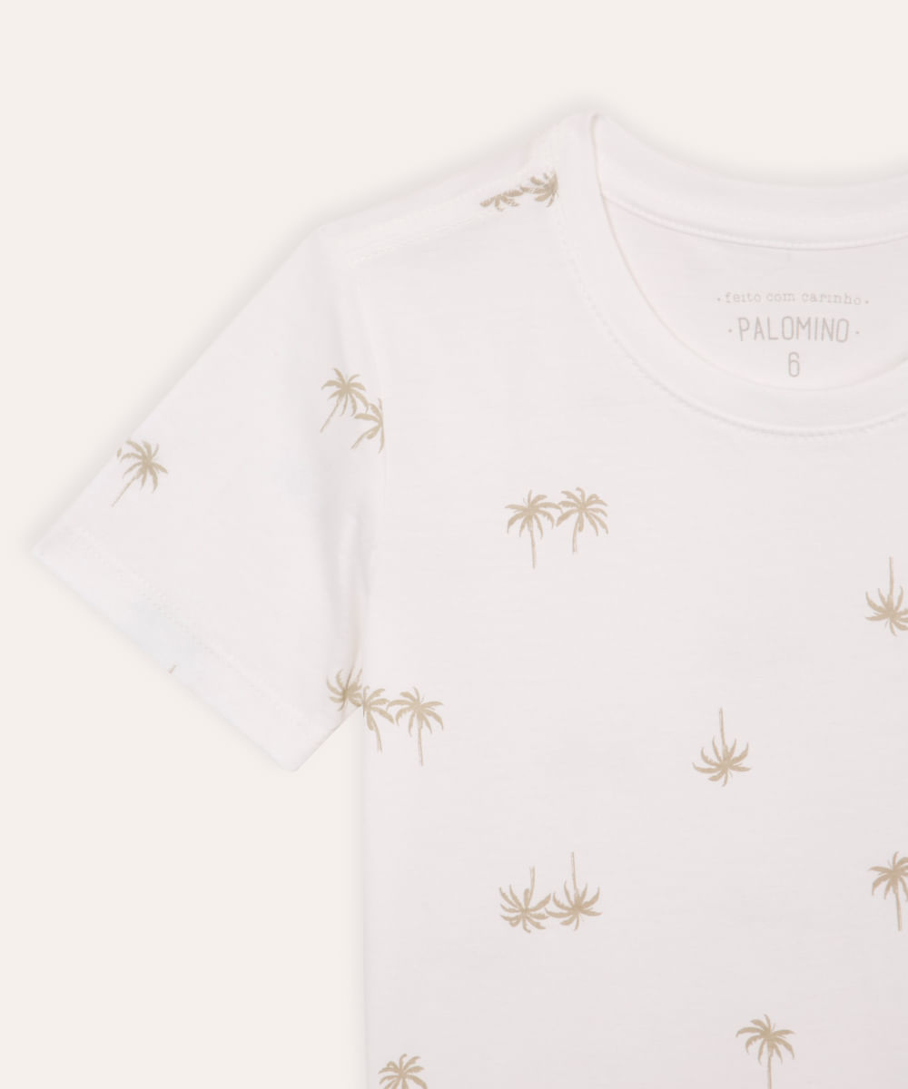 camiseta de algodão infantil coqueiros off white