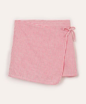 short saia infantil de algodão listrado vermelho