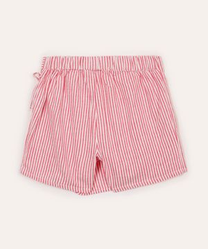 short saia infantil de algodão listrado vermelho