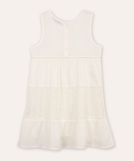 vestido midi infantil com recortes floral off white