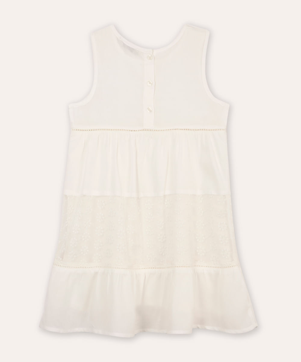 vestido midi infantil com recortes floral off white