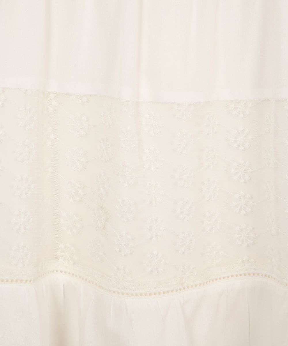 vestido midi infantil com recortes floral off white