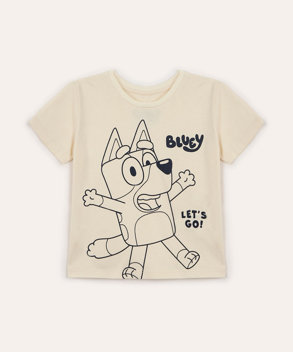 camiseta de algodão infantil bluey bege