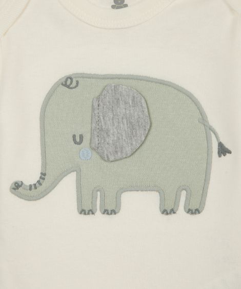 conjunto infantil longo quadriculado elefante off white
