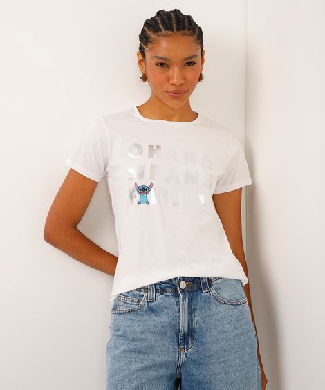 camiseta de algodão stitch off white