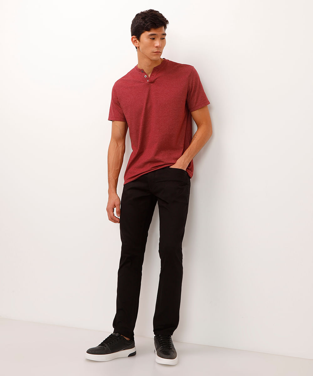 calça slim comfort masculina de sarja preto