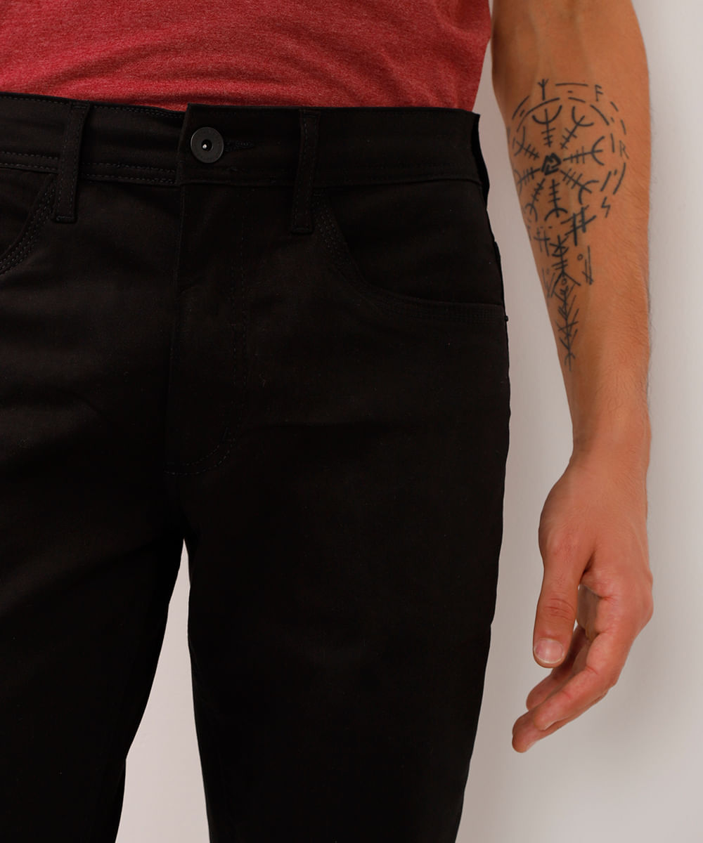 calça slim comfort masculina de sarja preto