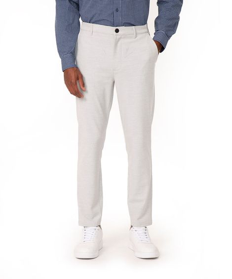 calça chino slim de alfaiataria masculina com elástico no cós cinza