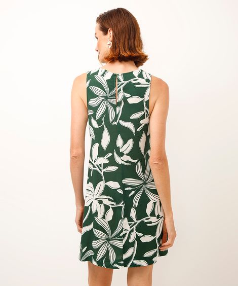 vestido curto de viscose floral verde