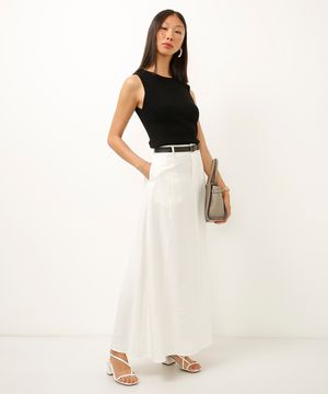 saia longa com cinto off white