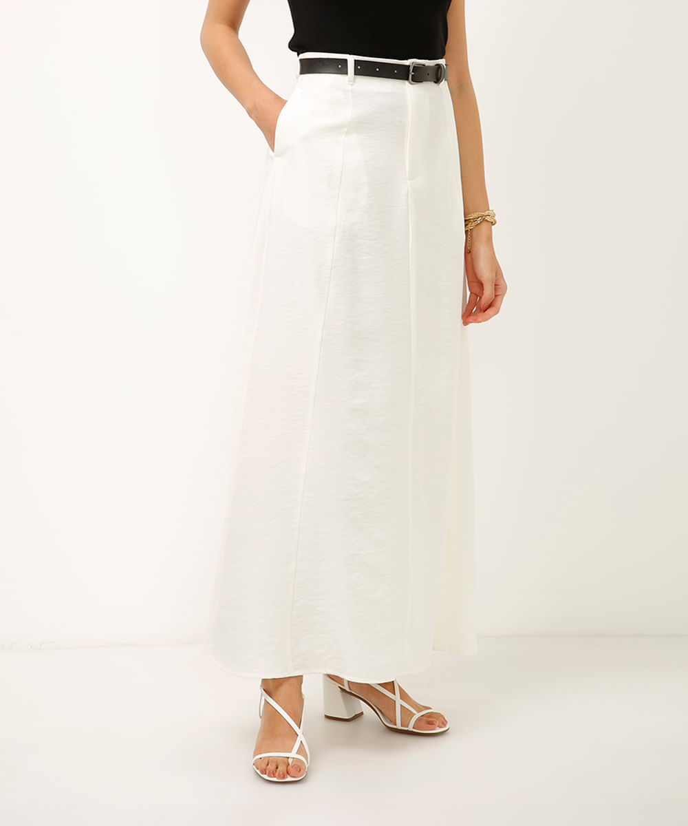 saia longa com cinto off white