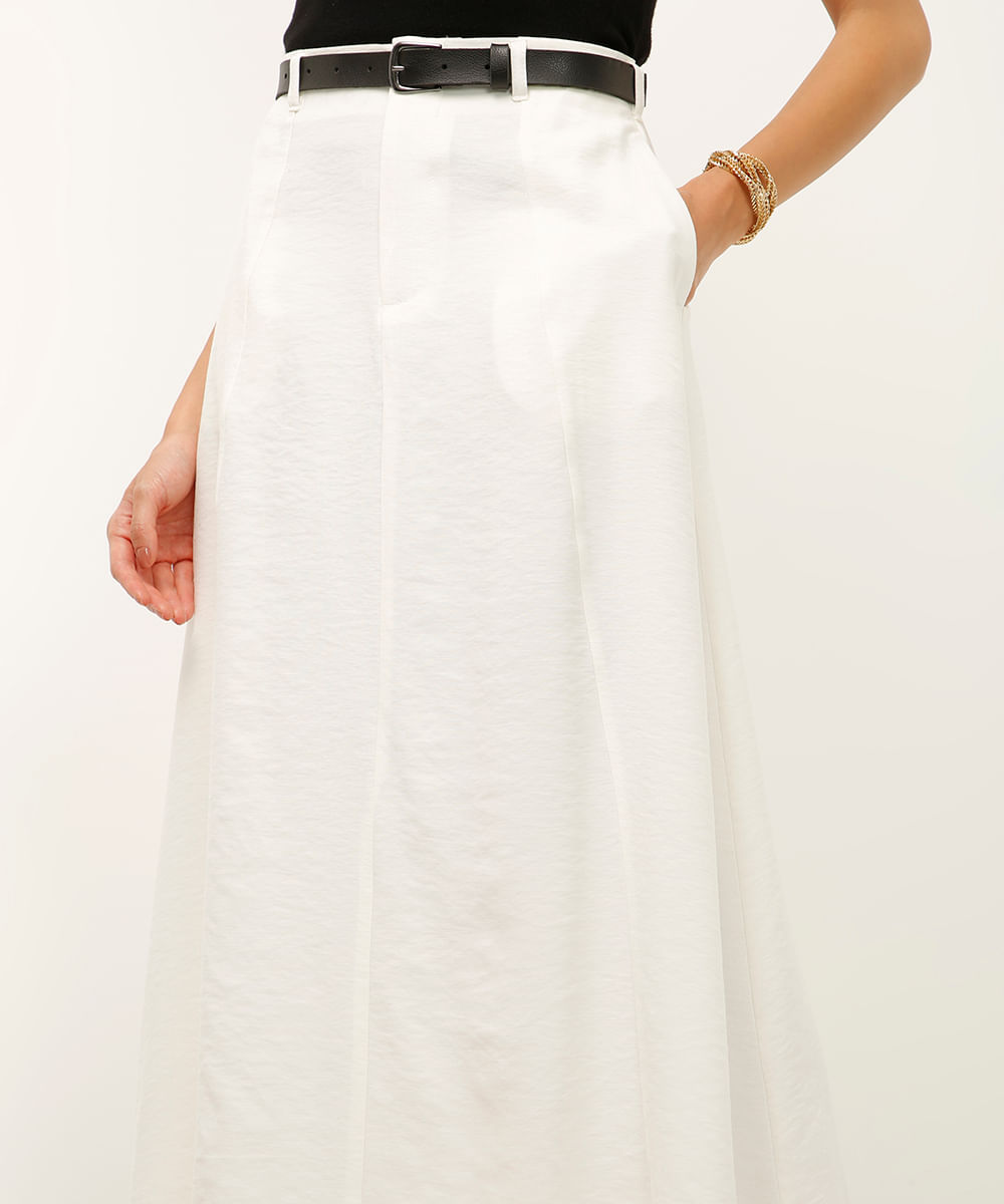 saia longa com cinto off white