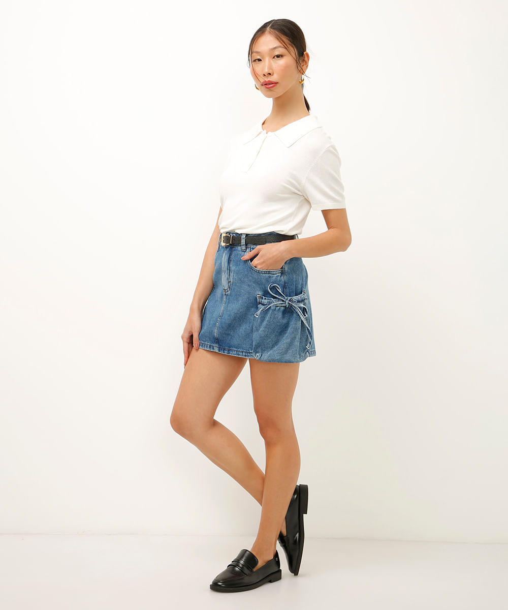 minissaia cargo jeans azul