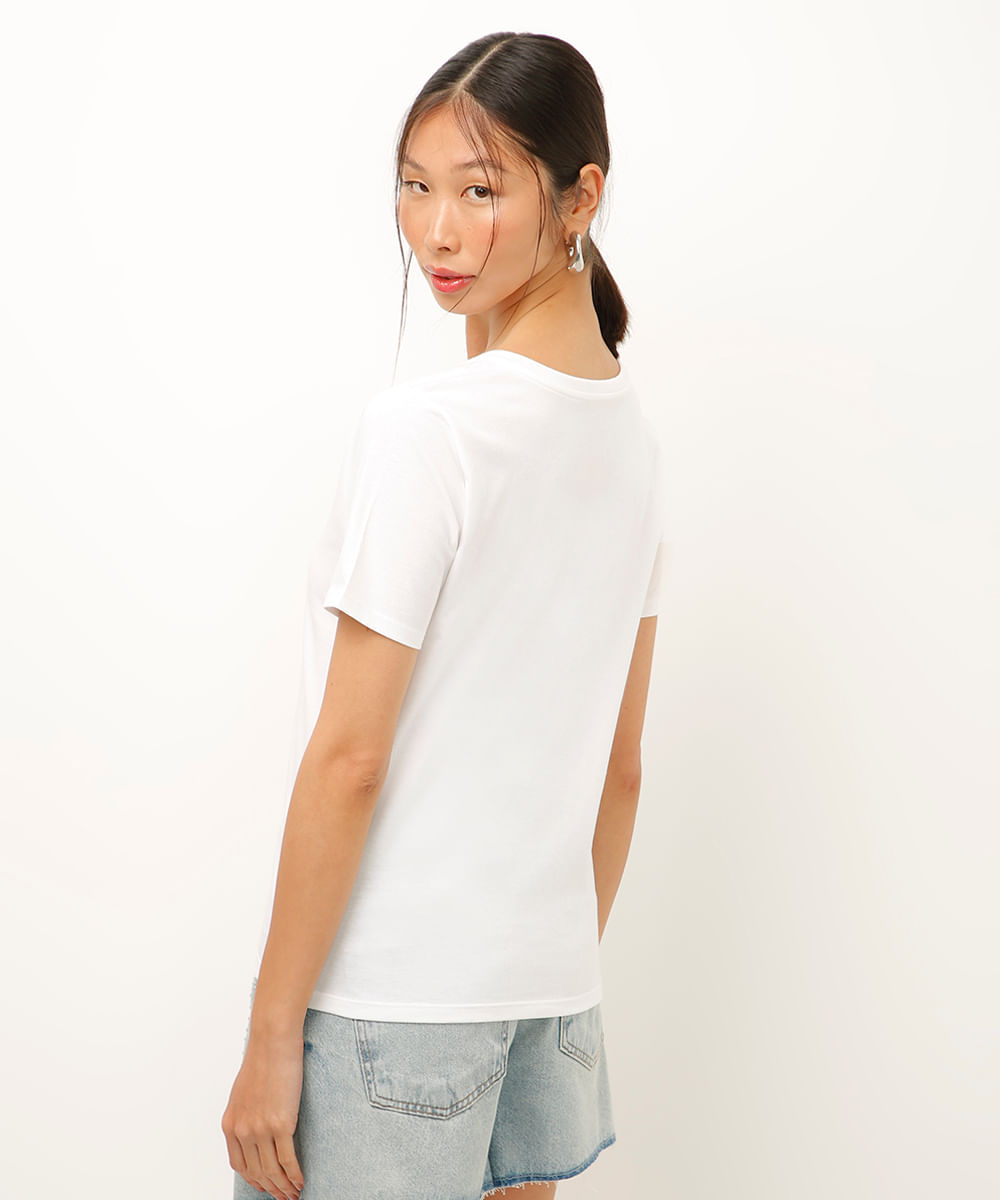 camiseta de algodão floral metalizada off white