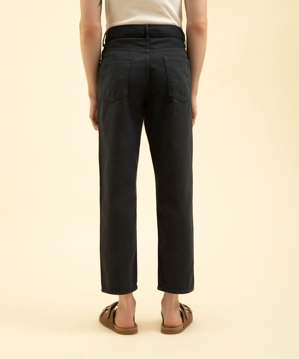 calça reta de sarja azul