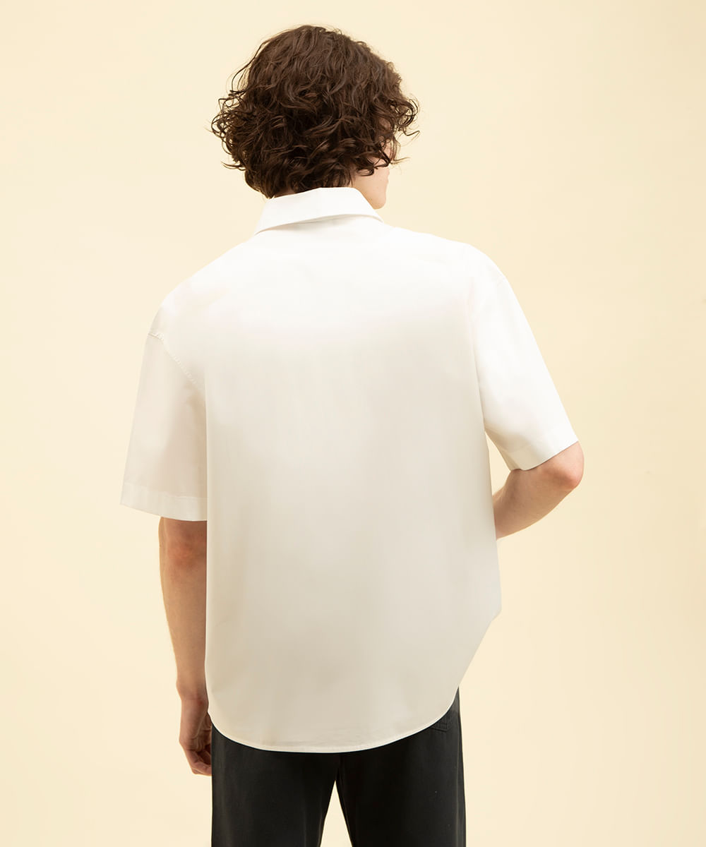 camisa de algodão manga curta off white