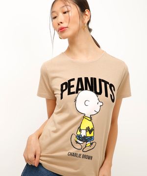 camiseta de algodão peanuts bege