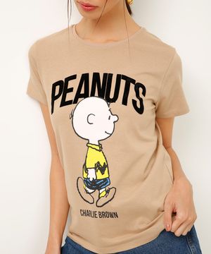 camiseta de algodão peanuts bege