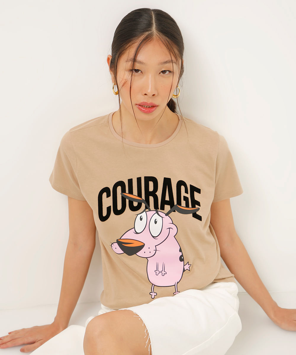 camiseta de algodão coragem bege