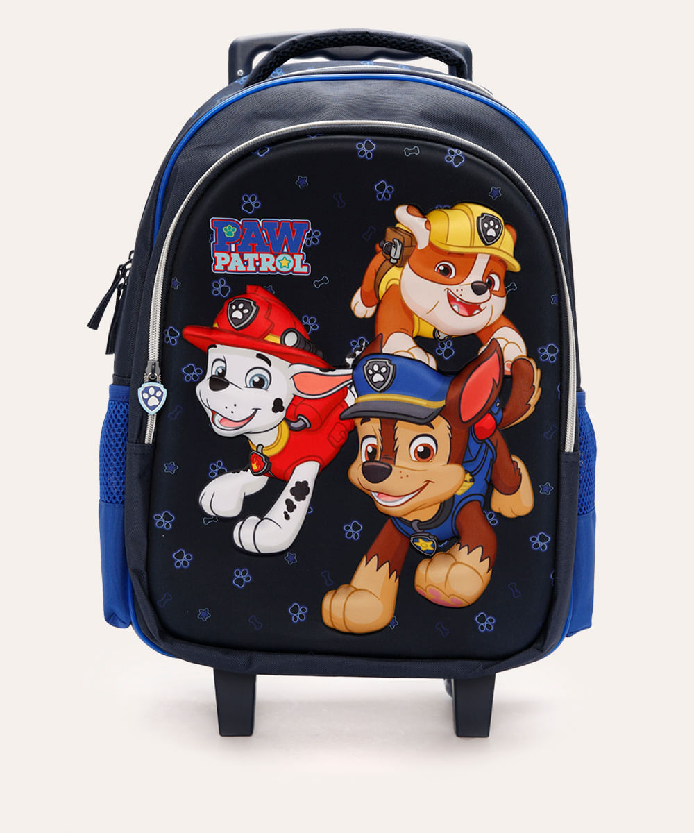 mochila de rodinha infantil patrulha canina azul