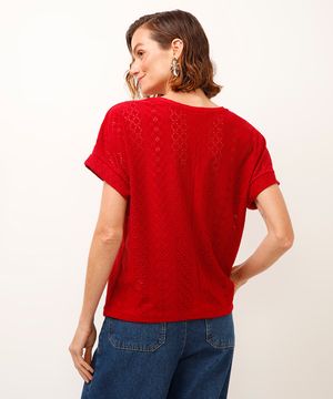 blusa de laise manga curta vermelha