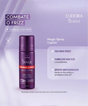 finalizador eudora siáge magic spray combate o frizz 50ml