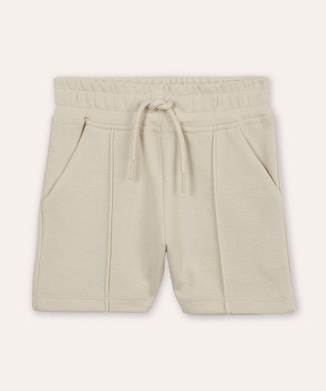 bermuda infantil texturizada com bolsos bege