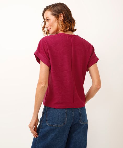 camiseta manga japonesa texturizada roxa