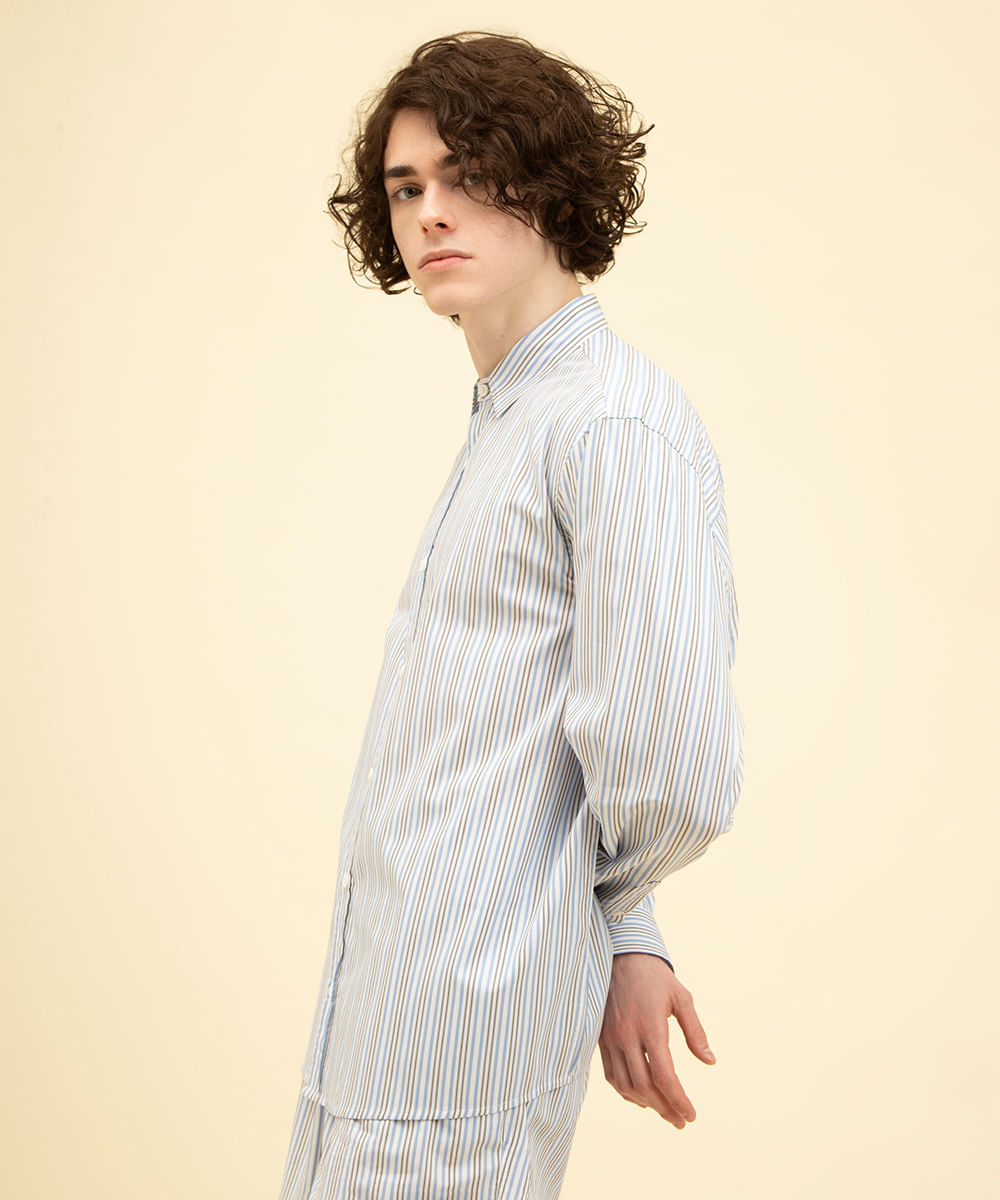 camisa de algodão listrada colorida