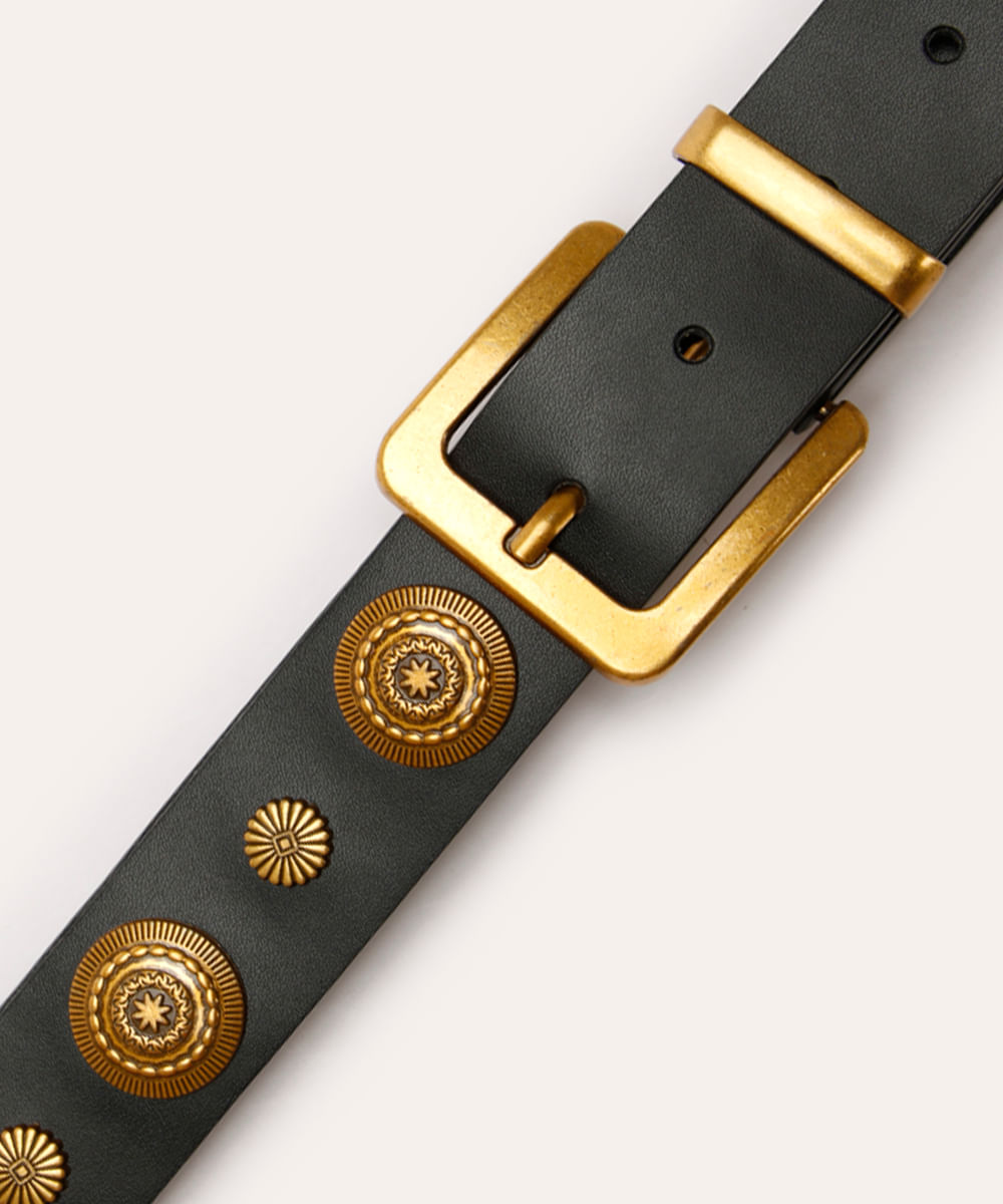 cinto com tachas texturizadas mindset preto