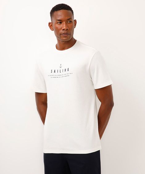 camiseta comfort de algodão estampada branca