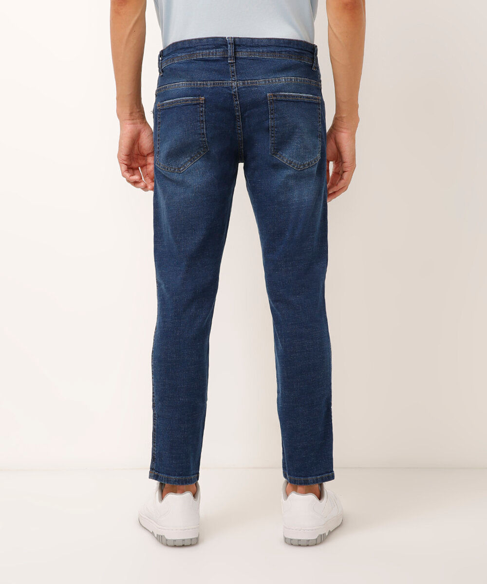 calça skinny jeans destroyed azul