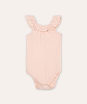 body de algodão infantil alça fina rosa