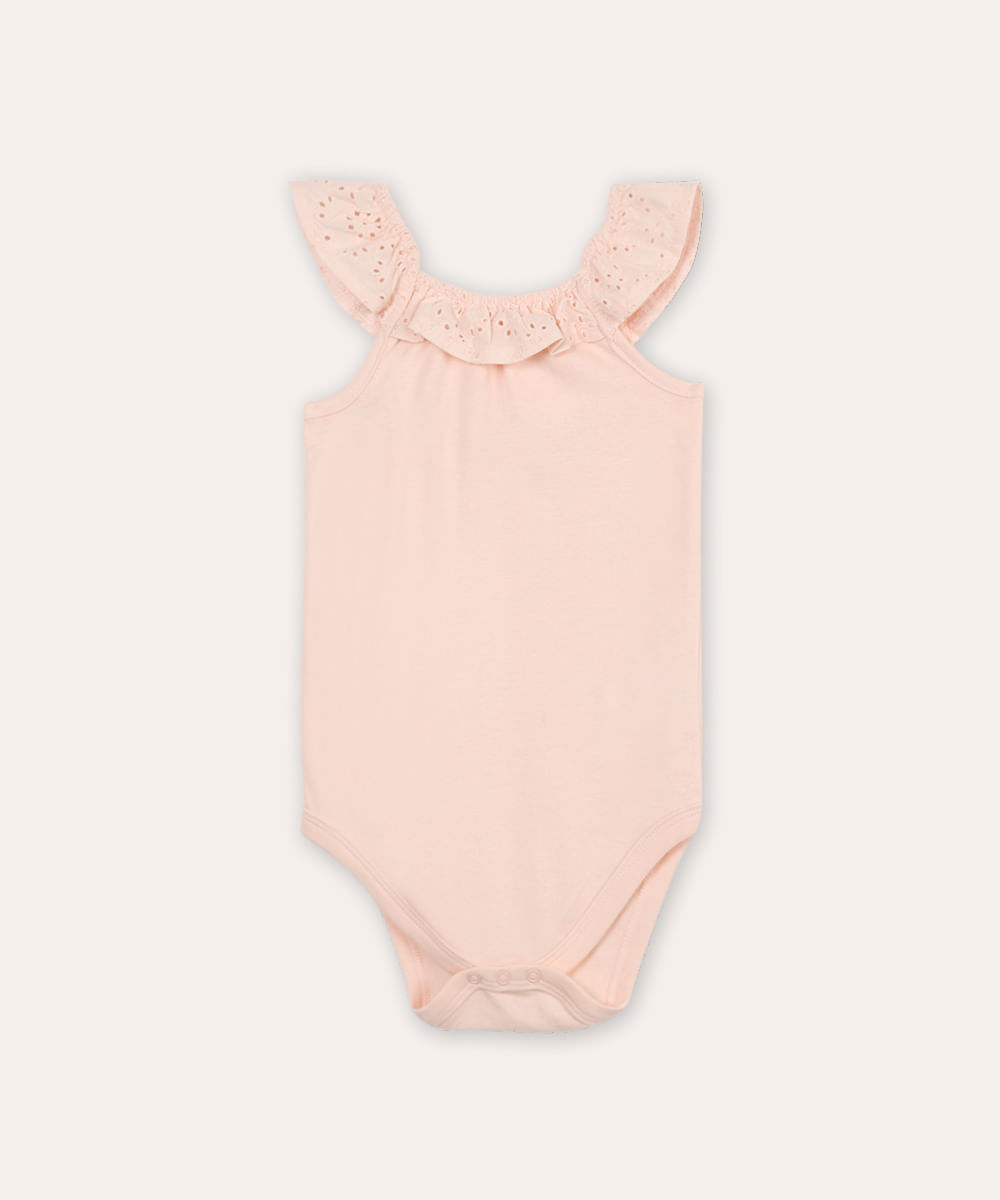 body de algodão infantil alça fina rosa
