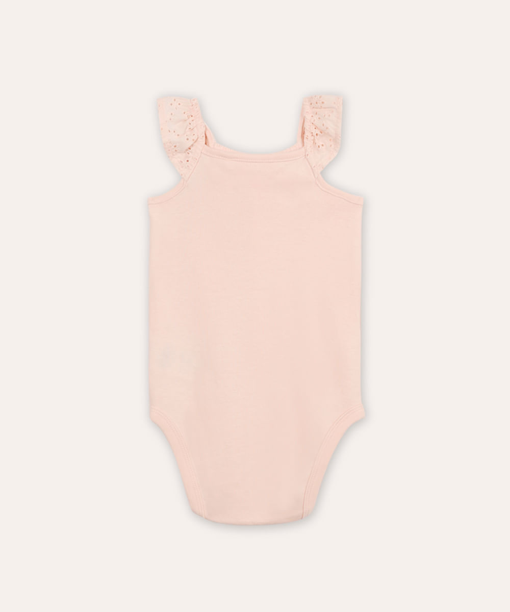 body de algodão infantil alça fina rosa