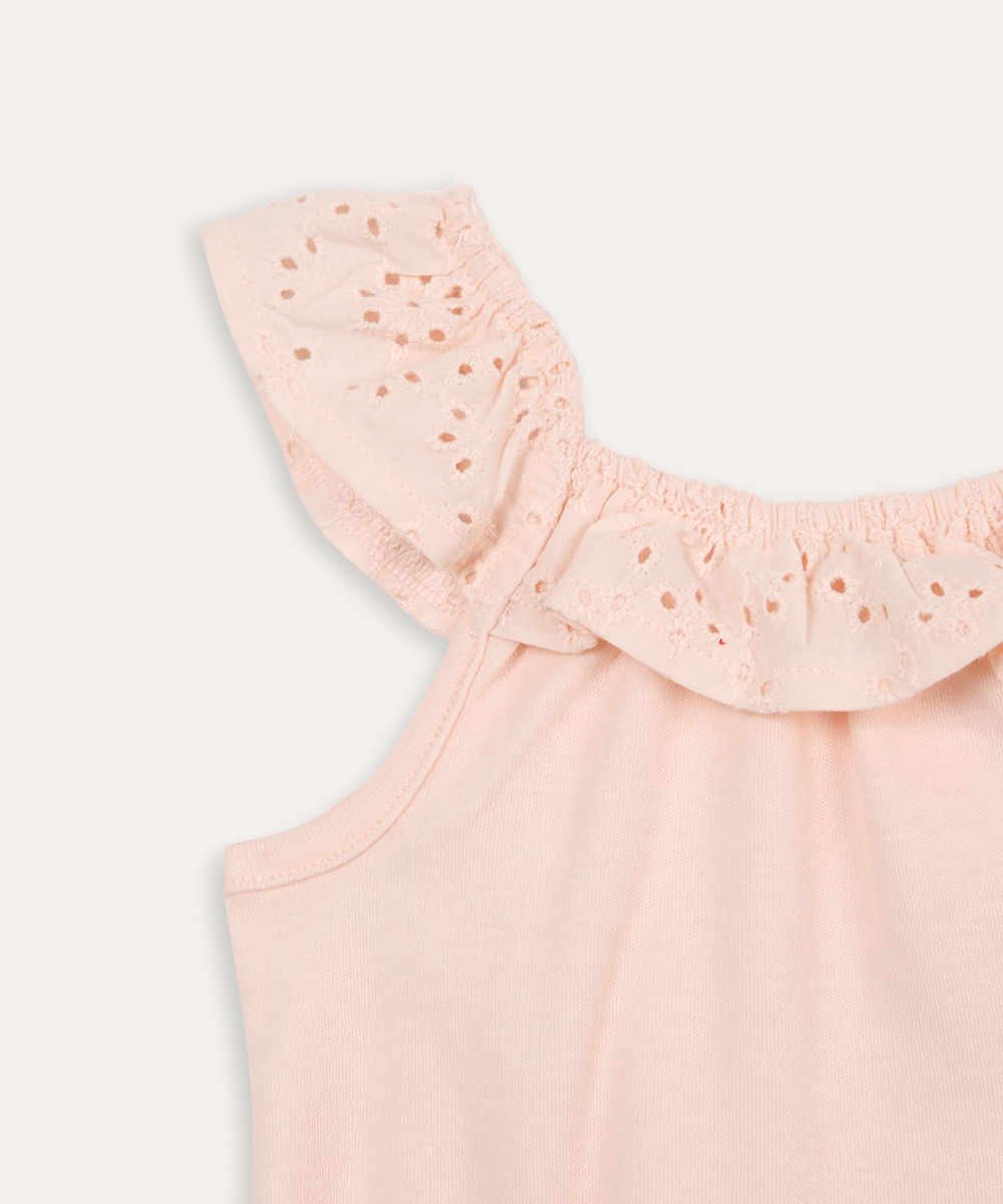 body de algodão infantil alça fina rosa