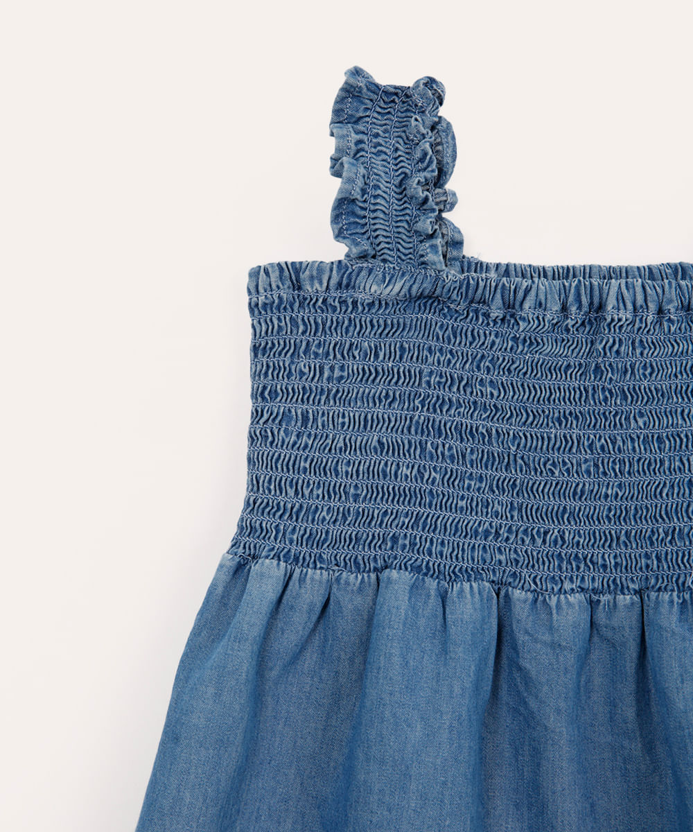 blusa infantil jeans com lastex azul